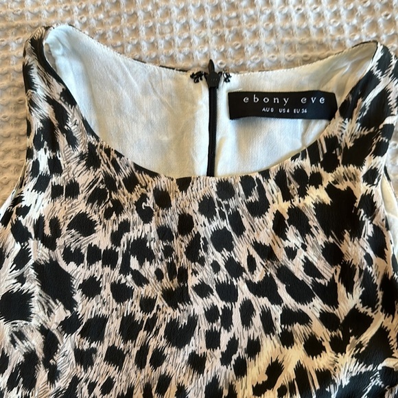 Ebony Eve 100% silk cheetah leopard print midi day dress size 4 - Picture 3 of 4